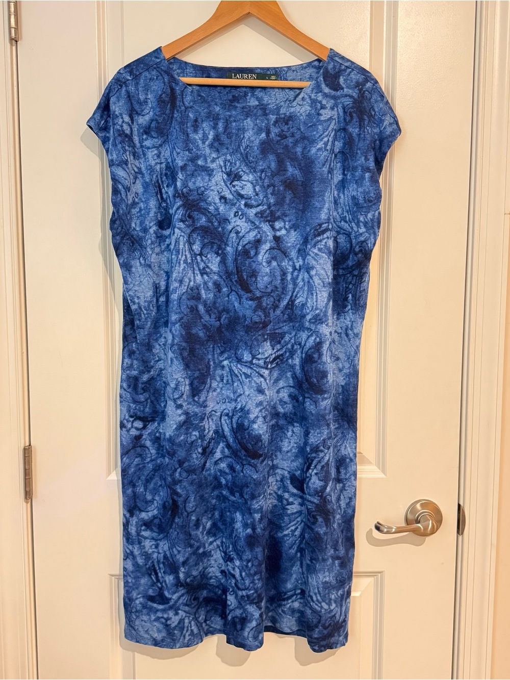 Lauren Ralph Lauren Dress Womens Blue Sleeveless Linen Shift Coastal Resortwear